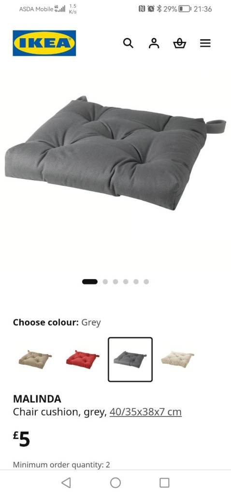 4 X IKEA Chair Cushions Good Condition 