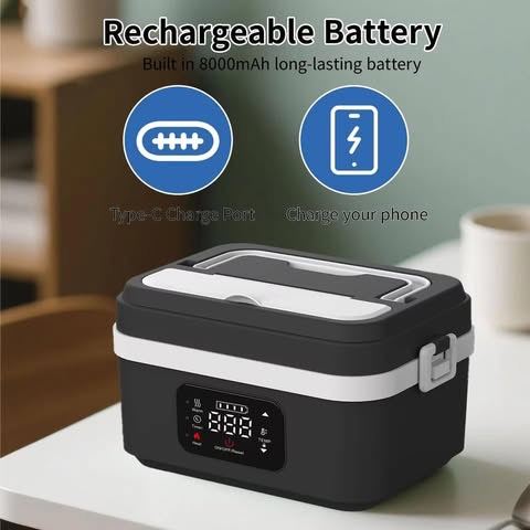 Smart Lunch Box - Cordless Electric Lunch Box, Rechargeable Food Heating Container