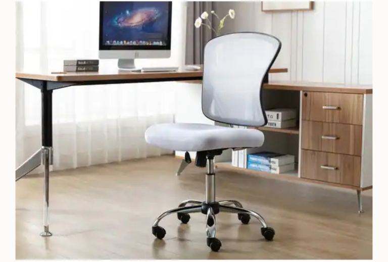 Armless Office Chair Mesh Back Adjustable Height Lumber Support Home Office