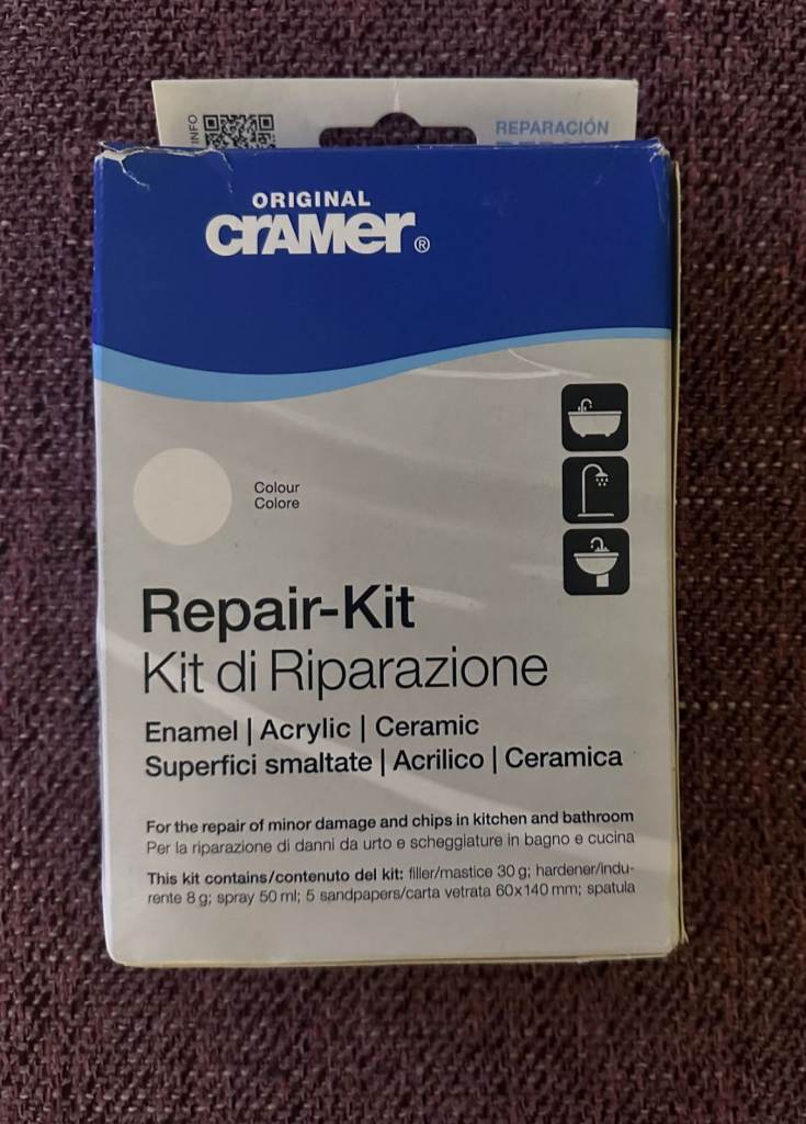 Cramer Repair Kit - (Alpine White) for damage on enamel, acrylic and porcelain surfaces.
