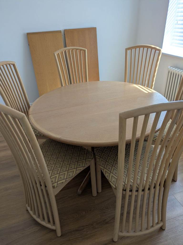 Dansk Oval Wooden Dining Table with 6 Chairs – Good Condition