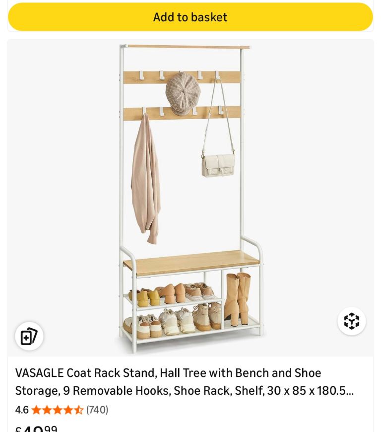 Hall bench and shoe rack 