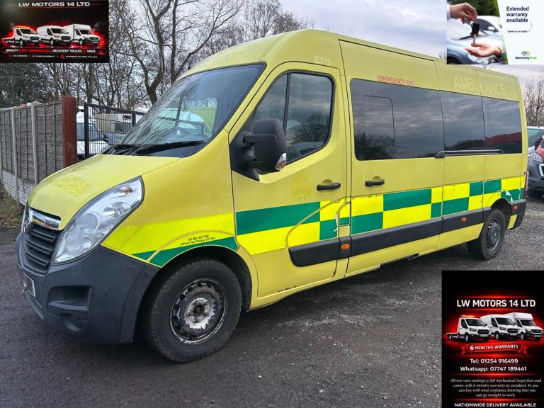 VAUXHALL MOVANO F3900 L3H2 LWB HI ROOF DIRECT EX AMBULANCE SERIVICS 2016 16 REG