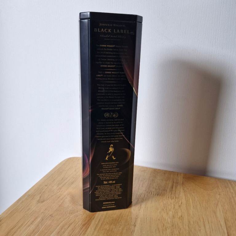 Johnnie Walker Black Label empty bottle and tin 