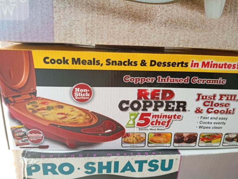 Red Copper 5 Minute Chef - Electric Meal Maker, Non-Stick Ceramic
