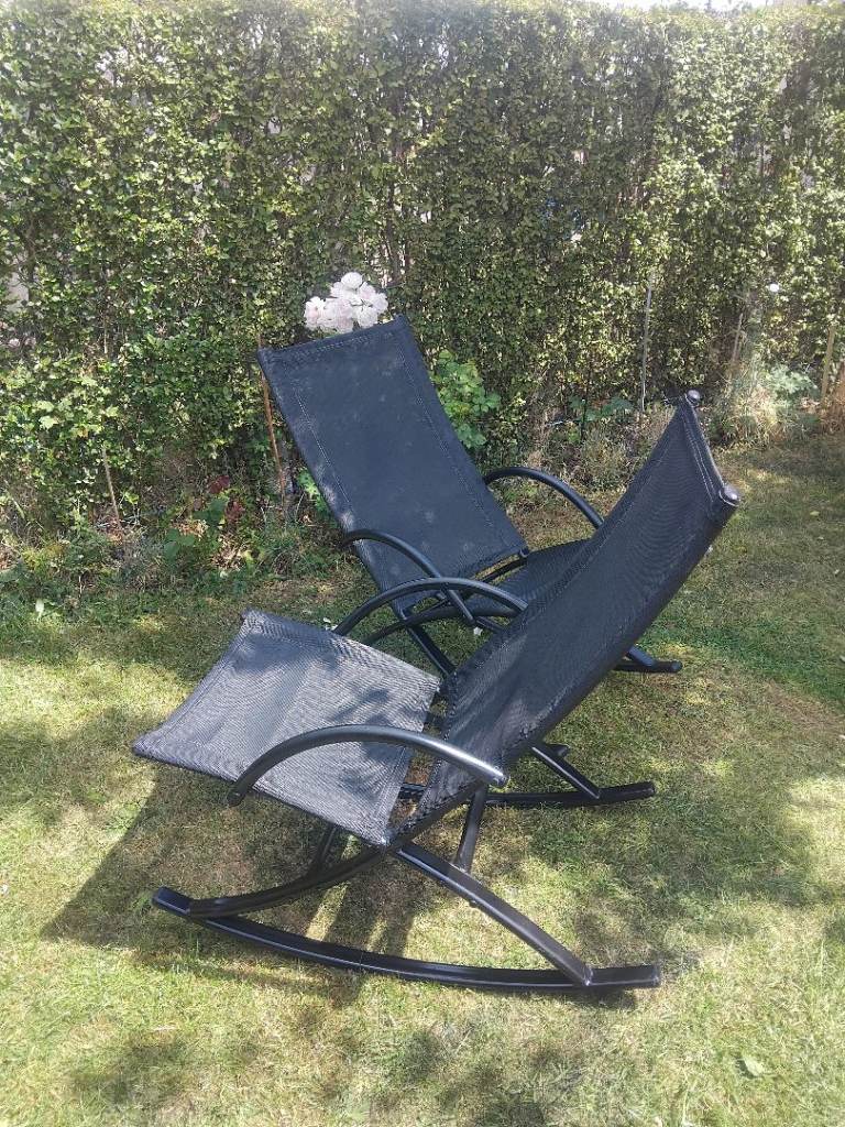 £20 eachPair of Black Garden Rocking Chairs – Good Condition