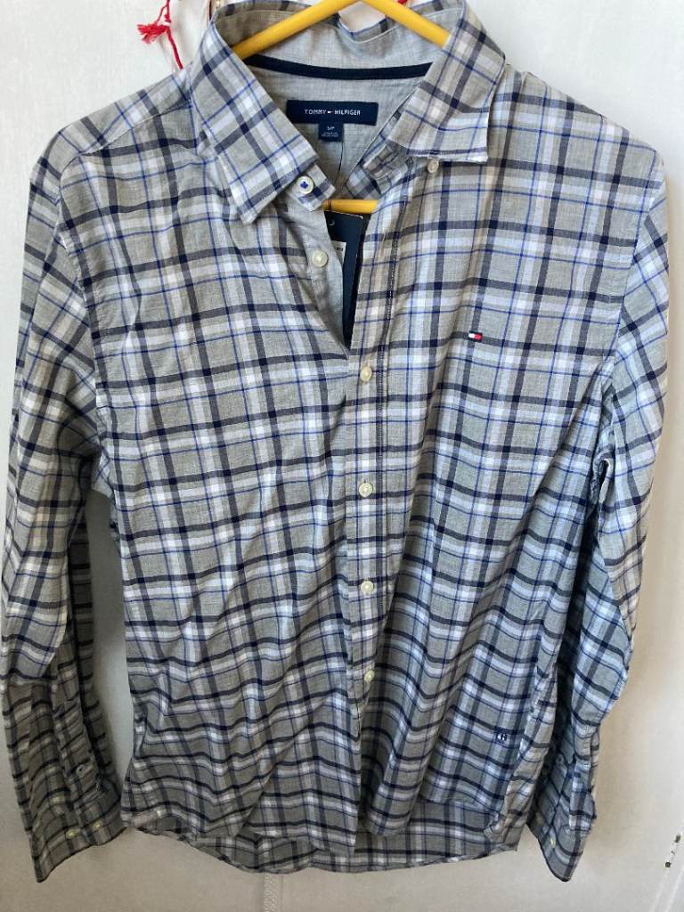 BRAND NEW – Tommy Hilfiger grey checked mens shirt – post or collect