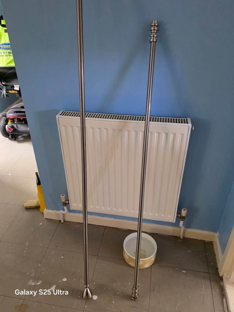 Silver curtain poles 