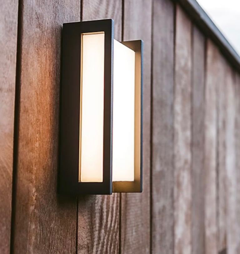 2 Modern Outdoor Wall Lights - charcoal dark grey, New