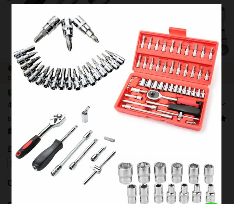46-Piece Car Repair Tool Kit with Ratchet and Sockets – New