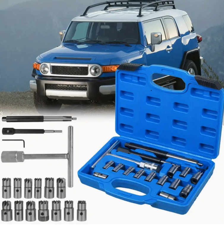 image for 17pcs Diesel Injector Seat Cutter Set Cleaner Tool Carbon Remover Set Kit
