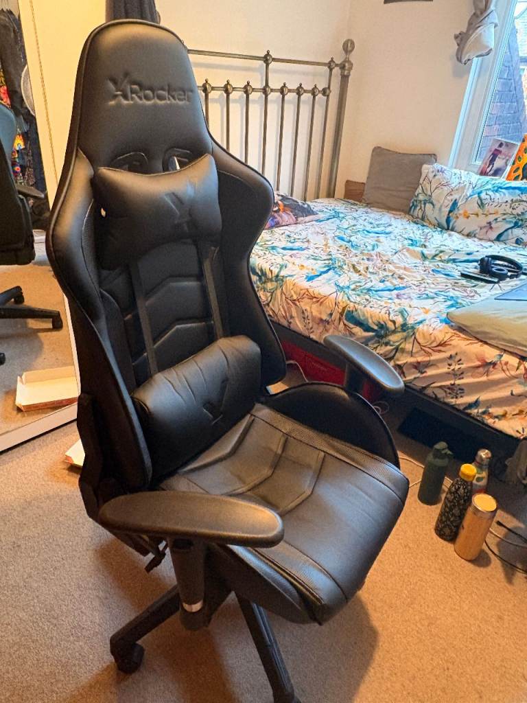 X Rocker Gaming Chair - Black Leather, Good Condition