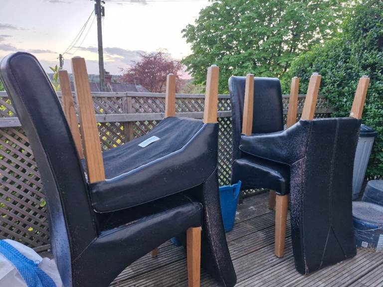 4 dining chairs, leather @ Purley