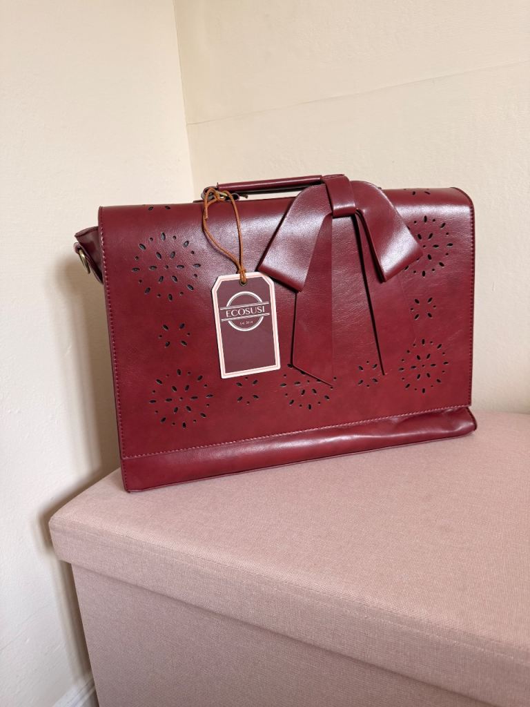 New EUGENI Red Faux Leather Handbag/Satchel with Bow Detail