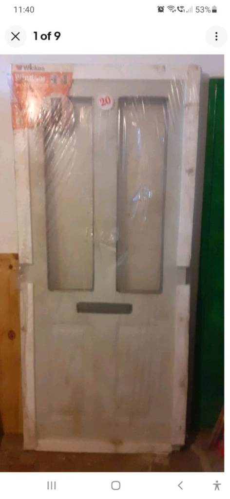 Wickes domestic steel door with two glazed panels 