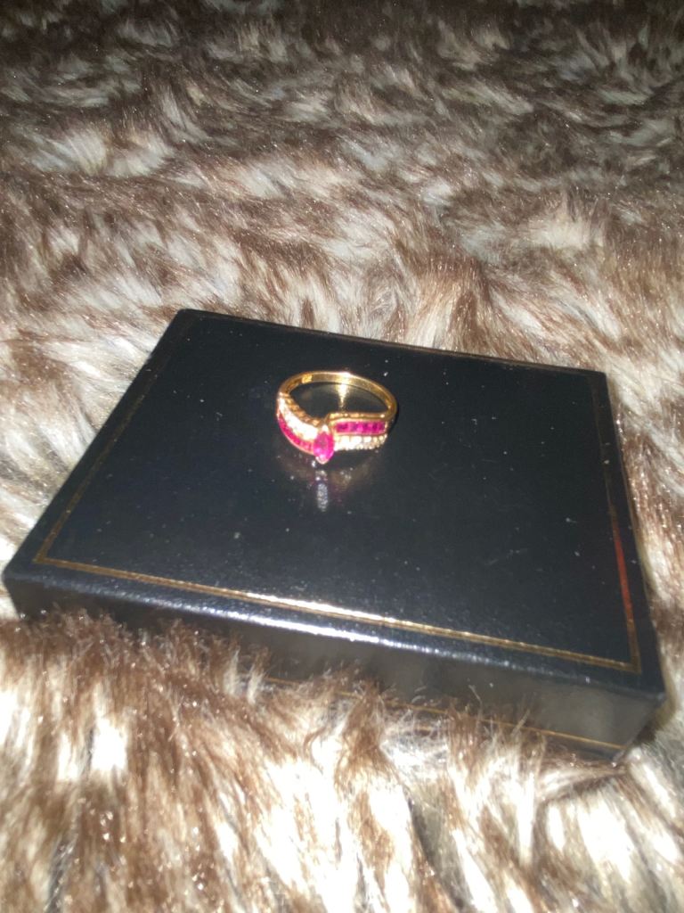 Ruby and  diamond Italian 18ct gold ring 