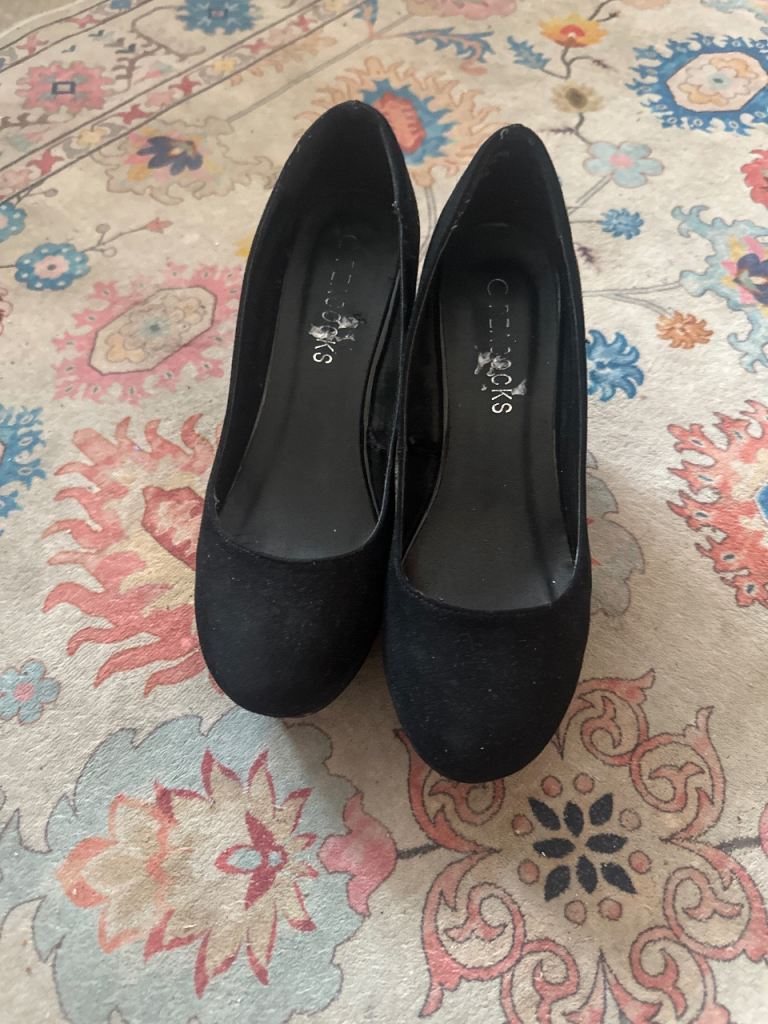 CITYWALKS Black Suede Wedge Heels – Good Condition