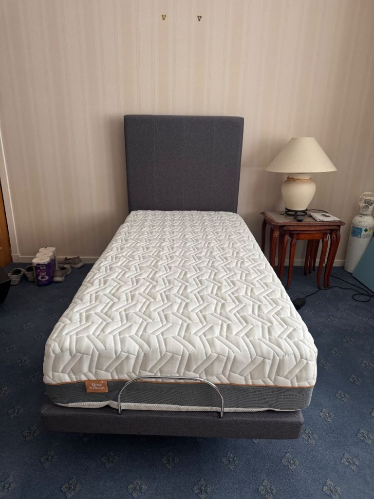 Brand New Adjustable Single Bed with Mattress 