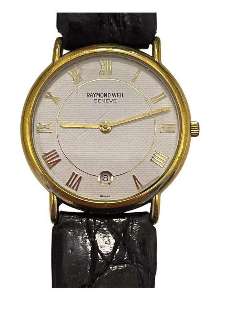 RAYMOND WEIL GENEVE MEN'S WATCH - 18k gold plated, quartz wristwatch, collectors item