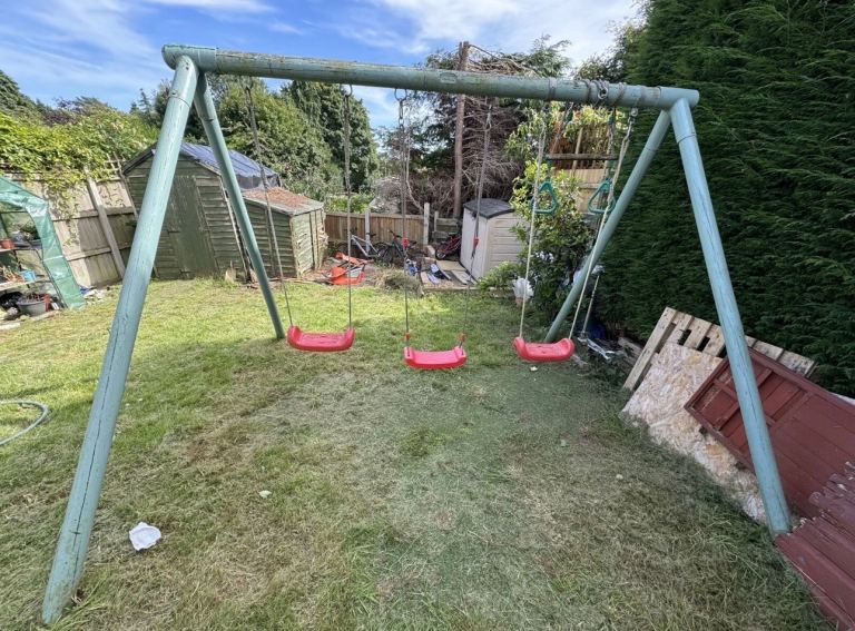 Little Tikes Swing Set wooden wood triple 3 child kids children toy outdoor game