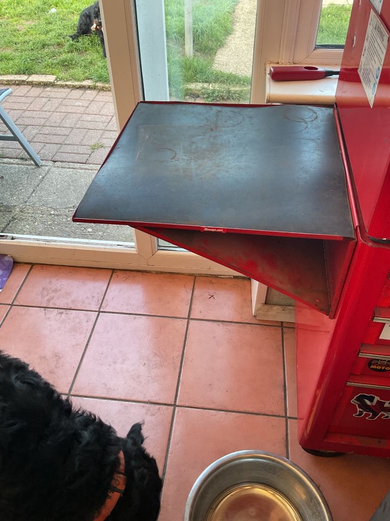 Snap on tool box side shelf 