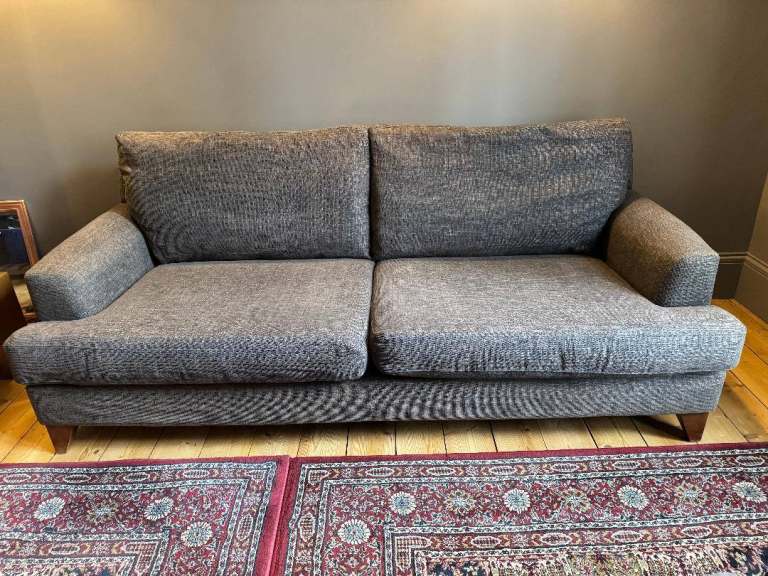 M&S 3-SEATER SOFA & STOOL, GREY