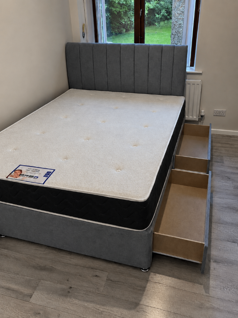 Quick Delivery - 4ft6 Double Divan Bed With Mattress & Drawers Brand New Cash On Delivery Order Now