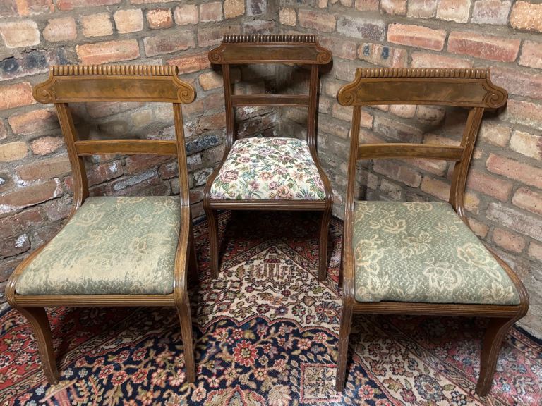 3 Regency Style Mahogany Dining Chairs 