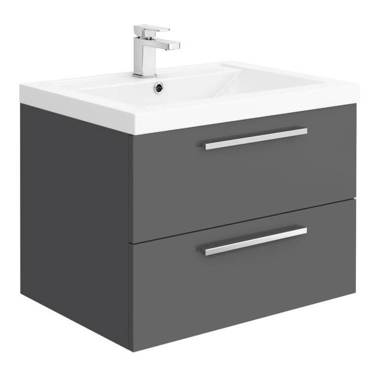 Hudson Reed Quartet Grey Gloss Vanity Unit 720mm