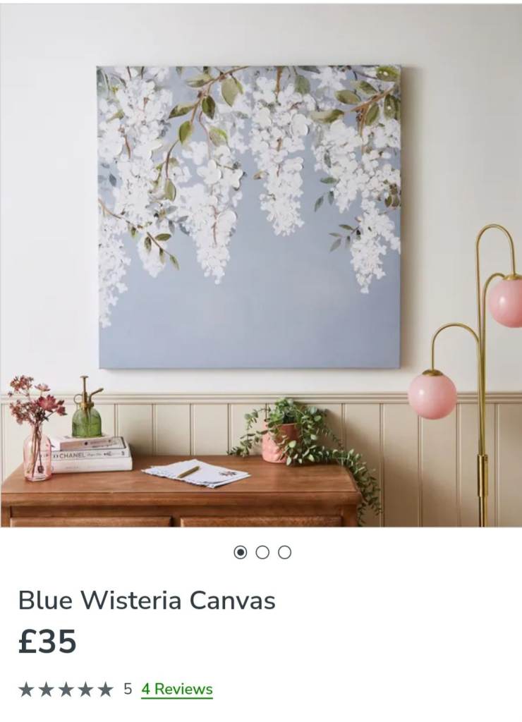 Large wisteria canvas wall art