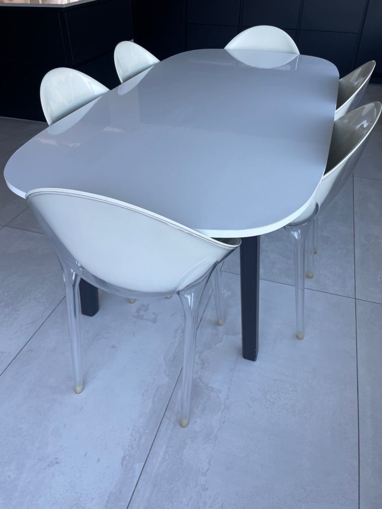 Dining table and six chairs
