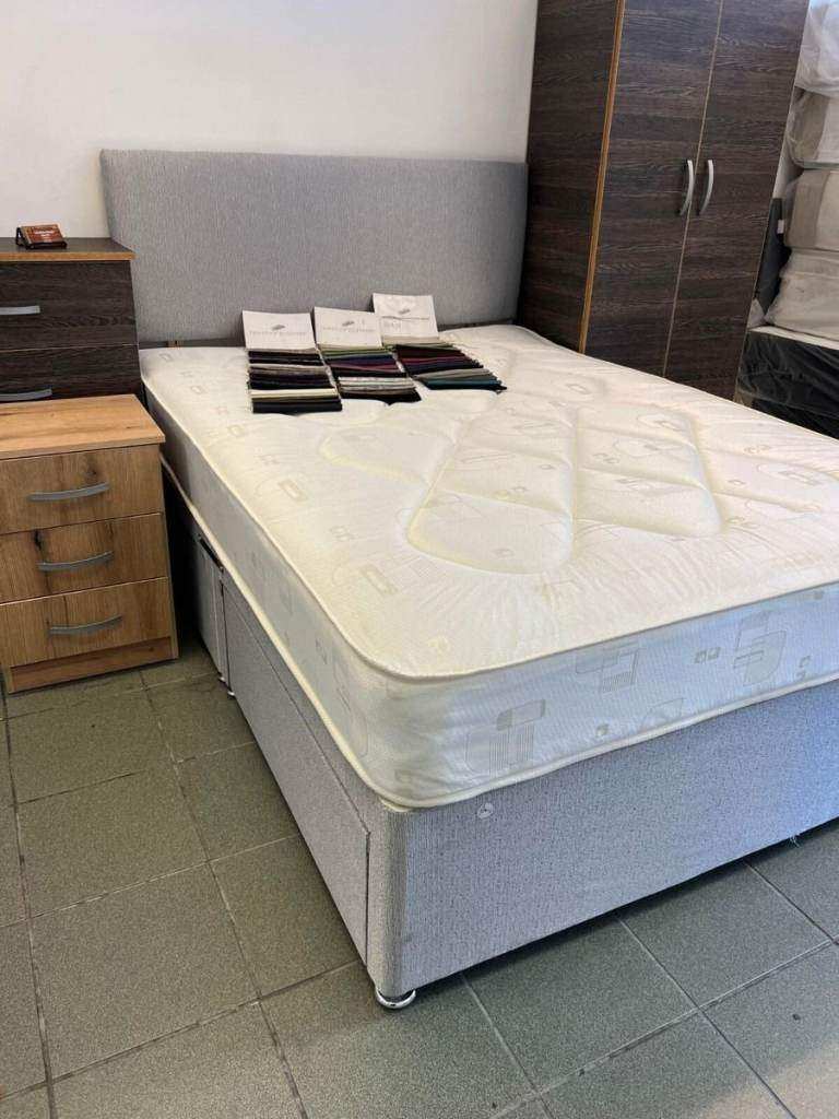 SAME DAY DELIVERY -------DIVAN 4FT6 Double Bed base With Mattress NEW Free Home Delivery COD