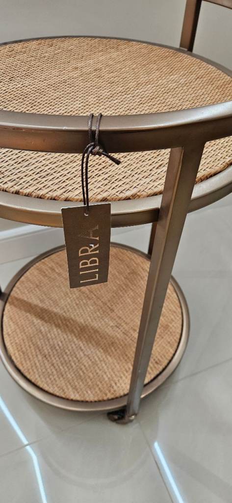 Rattan Dusky Gold Bar Trolley rrp499