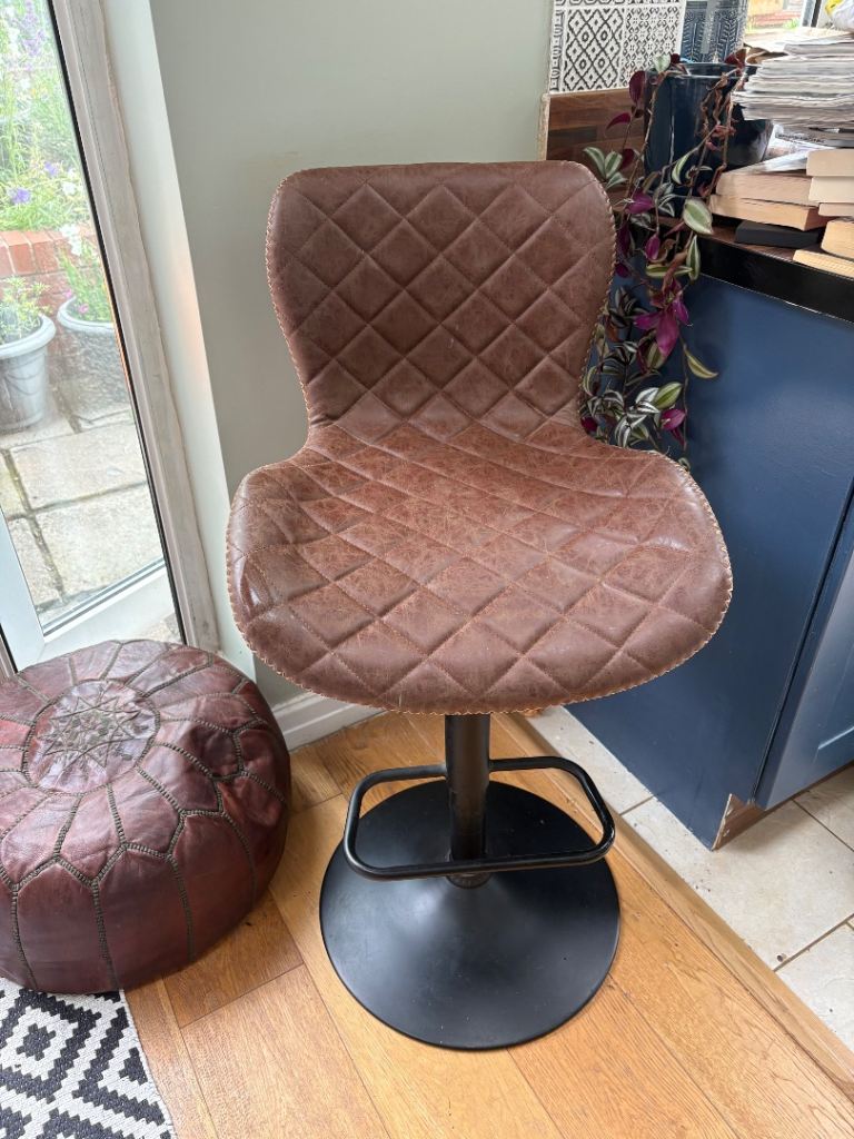Brown faux leather bar stool 