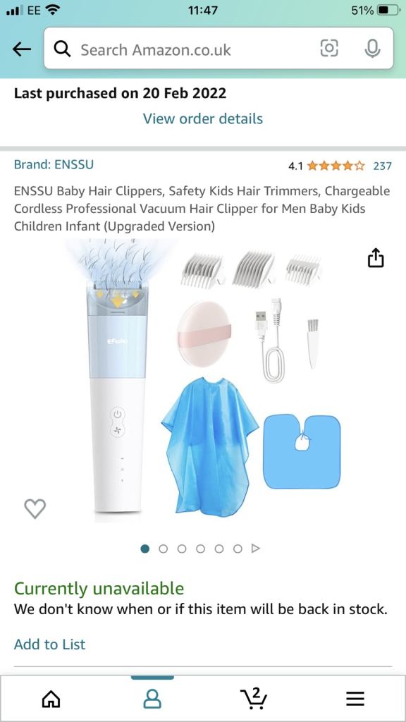 Enssu Quiet baby hair clippers