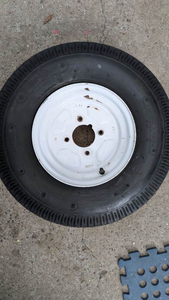 Trailer wheel and tyre, 10", barely used