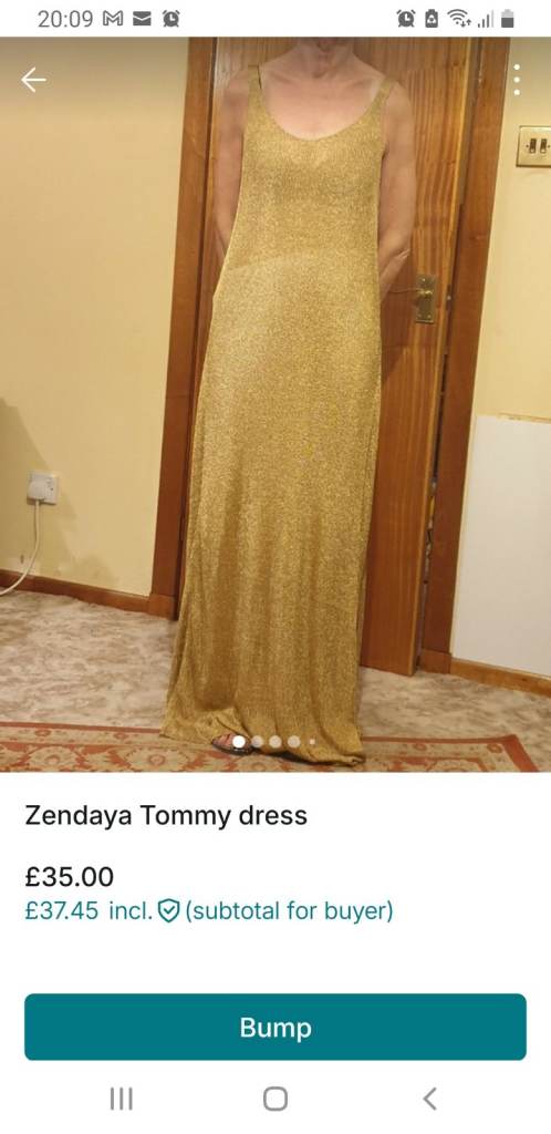 Zendaya Tommy Hilfiger Gold Maxi Dress – Good Condition