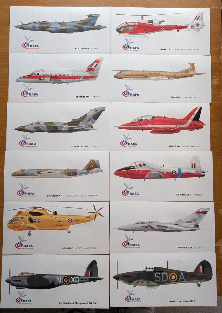 RAF & RAFA Postcards x 12 Aircraft Airplane Military Aviation New & WW2