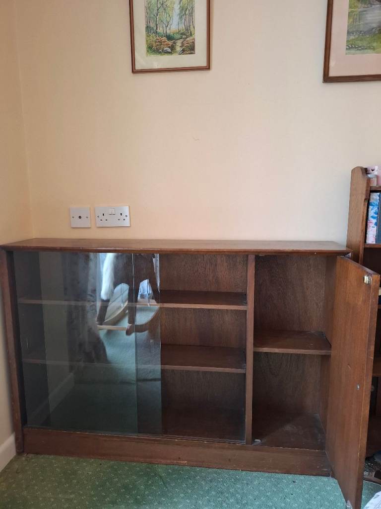 Wooden Bookcase / Display Cabinet with Glass Doors