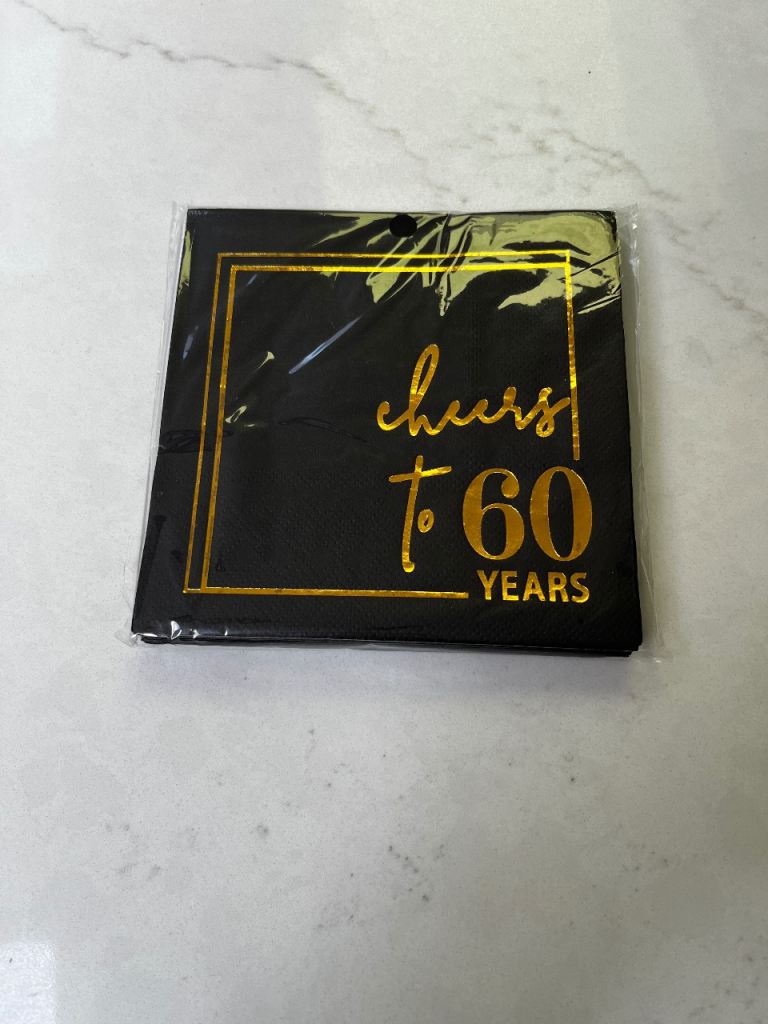 60 Years Napkins - Black & Gold Party Supplies