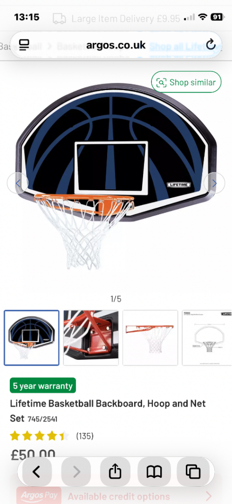 Lifetime Basketball Backboard, Hoop and Net