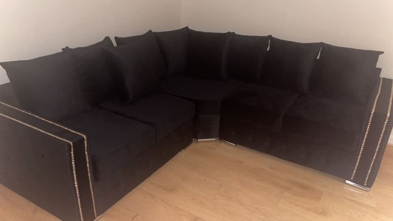Black suede corner suite 