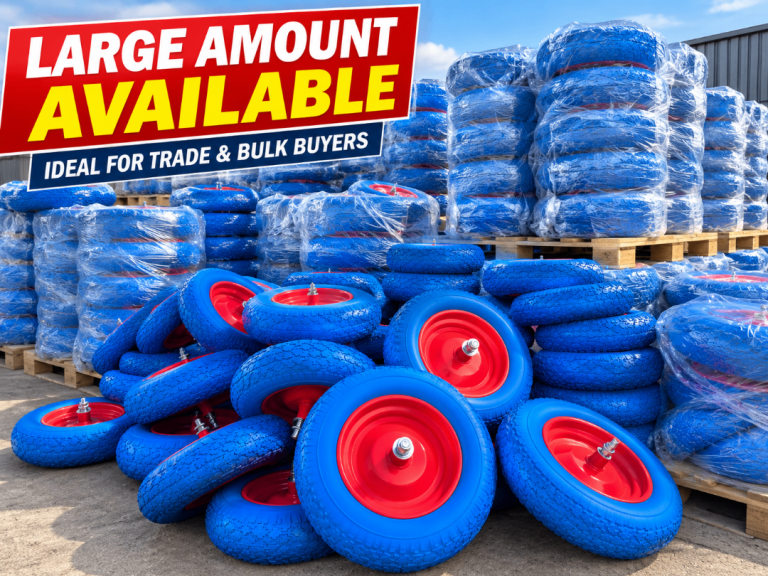 3.50-8 14” Solid PU Wheelbarrow Wheel Blue Tyre Red Steel Rim Puncture Proof New
