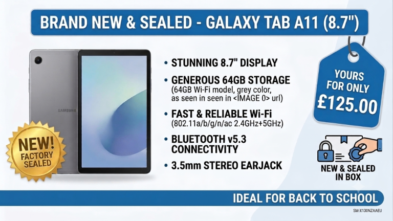 BRAND NEW & SEALED Samsung Galaxy Tab A11 (8.7") 64GB Grey
