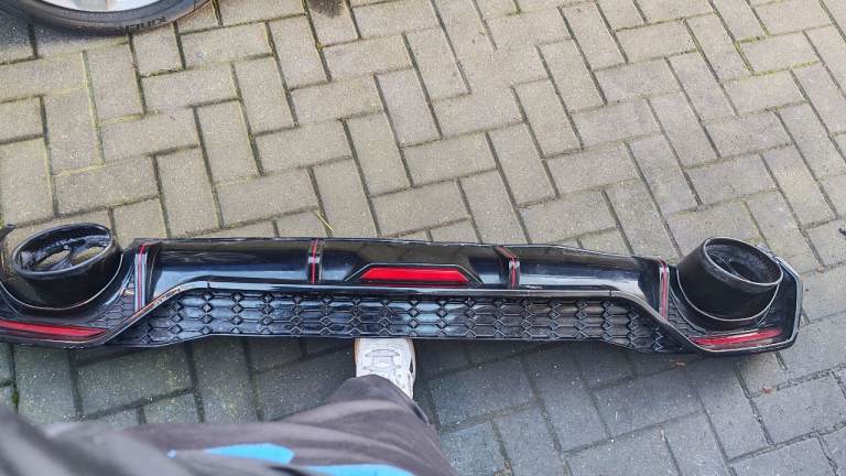 Audi A7 S7 Rear Diffuser RS7 Look Gloss Black with Black Tips