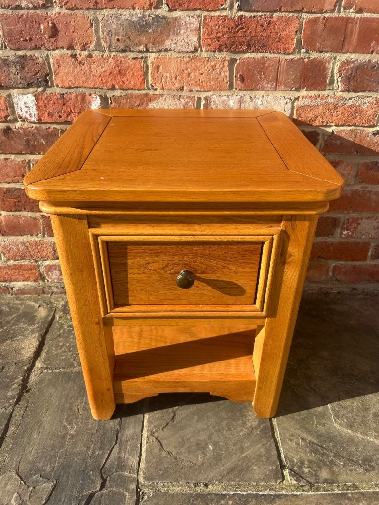 Rustic Solid Oak Side Table - Good Condition 