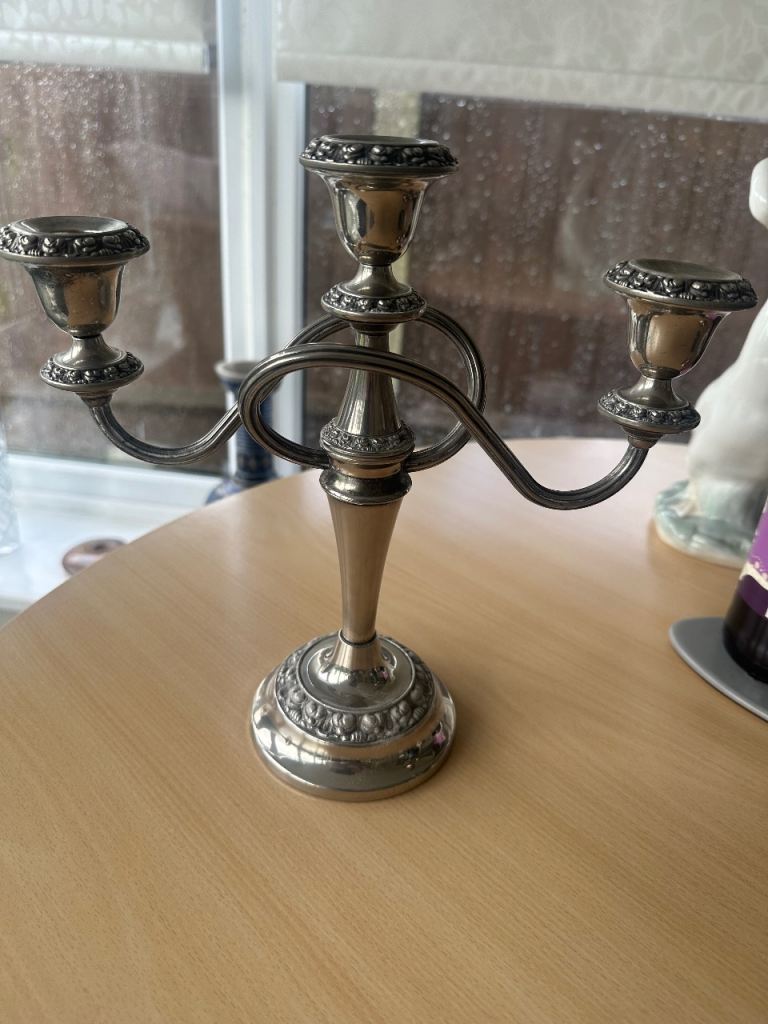 A pair of Vintage classic 1950’s heavy silver plated candlestick holder