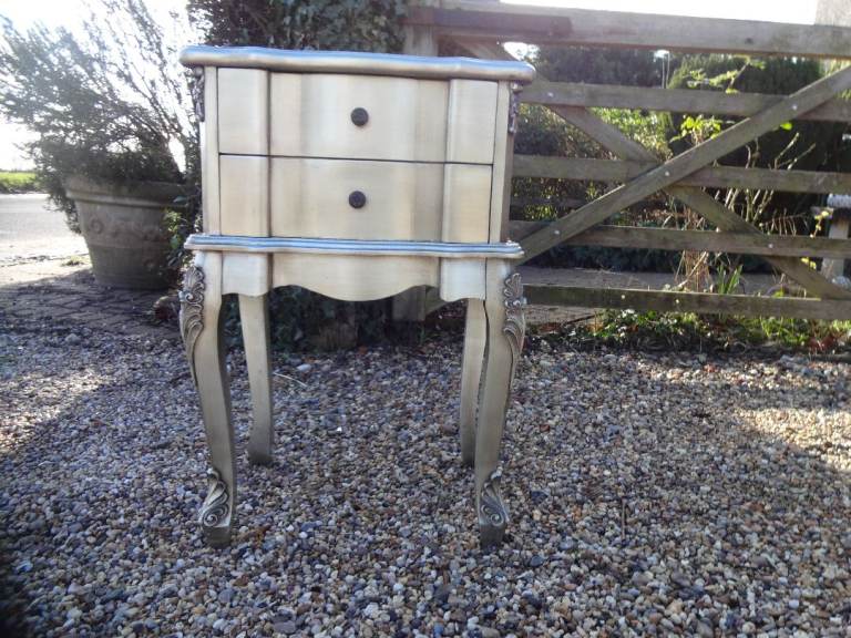 FRENCH STYLE  ~~LARGE SILVER BEDSIDE CABINET x1 ~~~