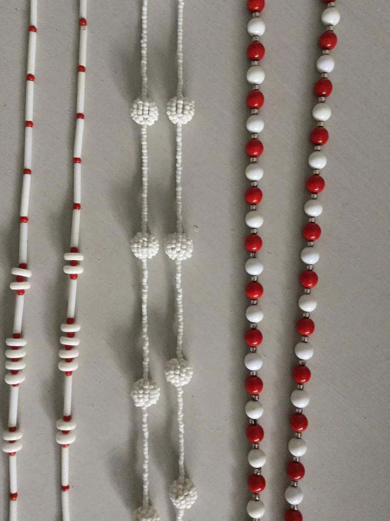 Vintage bead necklaces red and white 
