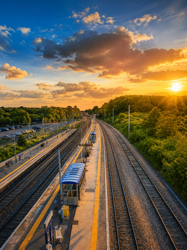 Beautiful Sunset Train Station Print